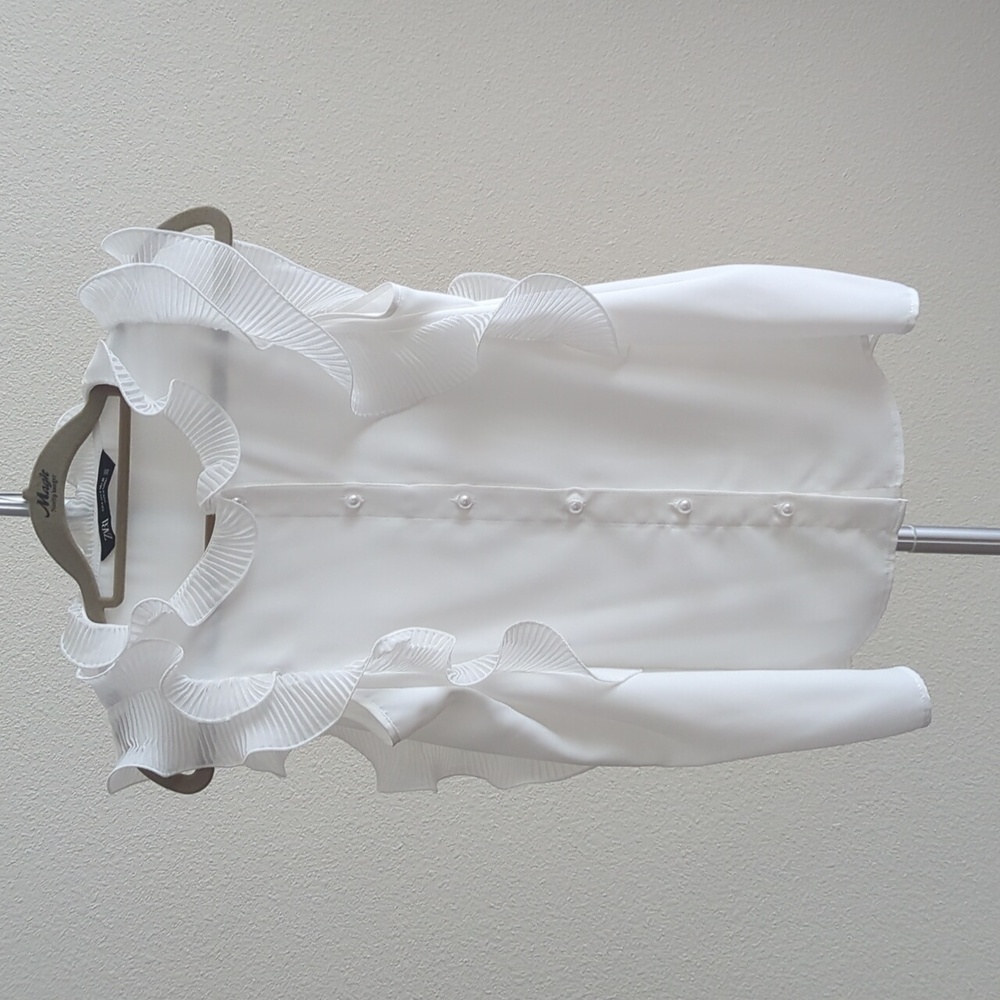 Zara White Frill Sleeveless Top